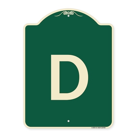 Signmission Designer Series Sign W/ Letter D, Green & Tan Heavy-Gauge Aluminum Sign, 24" x 18", G-1824-22958 A-DES-G-1824-22958